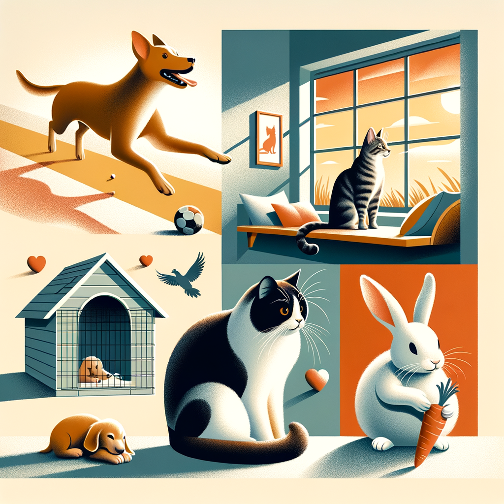 Diverse group of joyful adopted pets in new homes, illustrating the impact of pet adoption benefits on shelter overpopulation solutions, promoting the Adopt Don't Shop movement and rescue pet adoption impact.