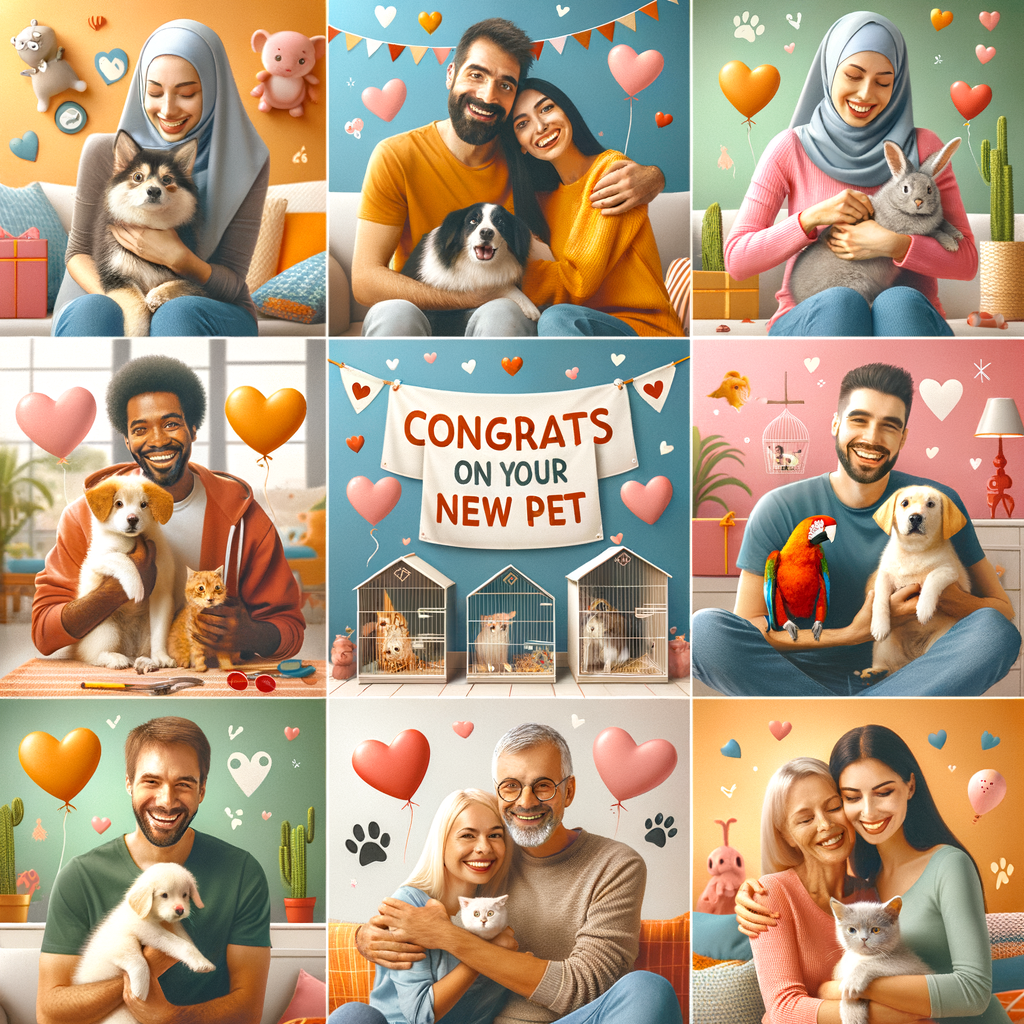 Celebrating adoption success stories collage, showcasing happy tails adoption and new beginnings adoption with joyful pets and families, symbolizing successful pet adoption stories and new beginnings after adoption.
