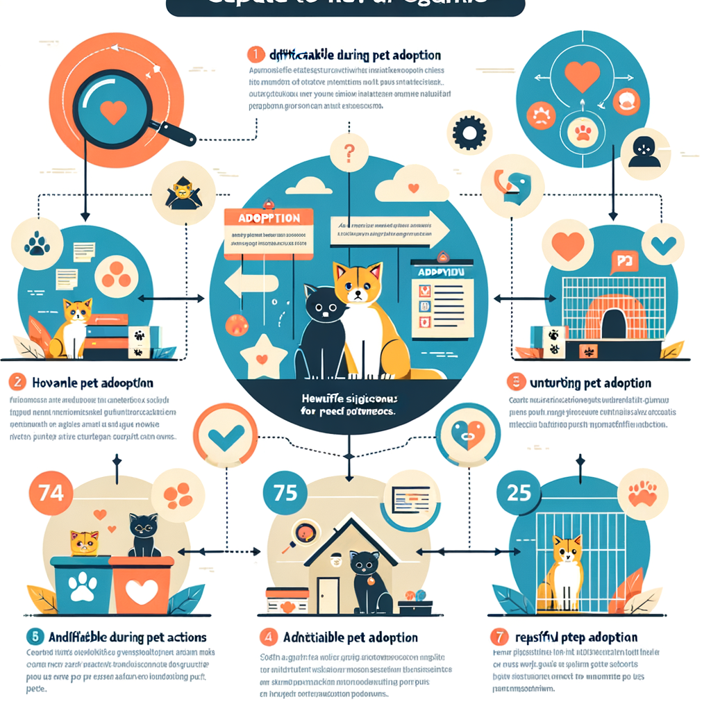 Infographic illustrating the pet adoption process, offering new pet owner tips and advice for overcoming pet adoption challenges, serving as a guide for adopting pets and solutions to difficulties.
