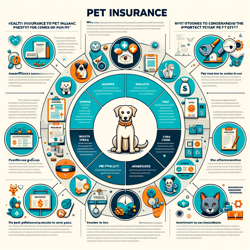 Infographic explaining pet insurance benefits, coverage, and costs for dogs and cats, highlighting the importance of pet health insurance and providing guidance on choosing the right pet insurance policy.