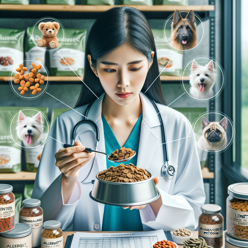 Vet nutritionist analyzing Limited Ingredient Diets, Hypoallergenic, Natural, Grain-Free, and Allergy-Friendly Pet Food for pets with Sensitivities, Allergies, and Dietary Restrictions, emphasizing Pet Nutrition for Sensitive Stomachs.