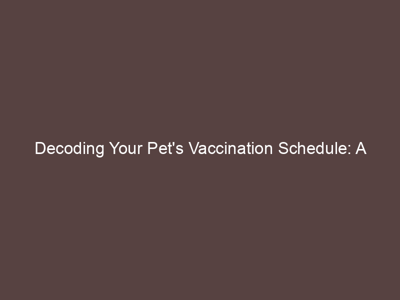 Decoding Your Pet's Vaccination Schedule: A Comprehensive Guide